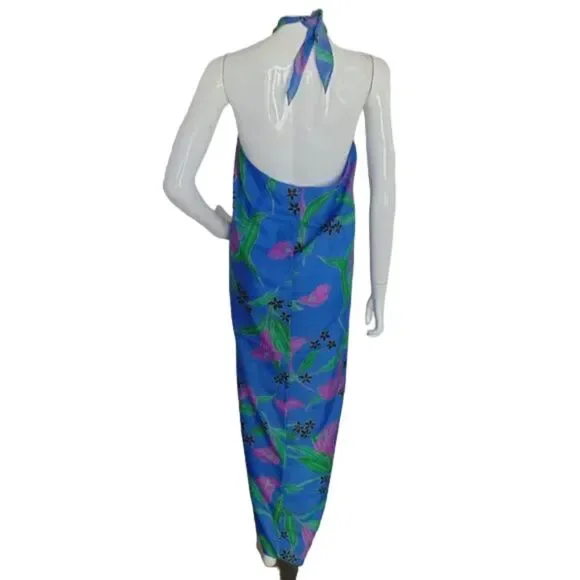 Vintage HILO HATTIE True Wrap/Sarong/Pareo, OS, Blue Floral, Maxi/Floor length - Picture 6 of 11